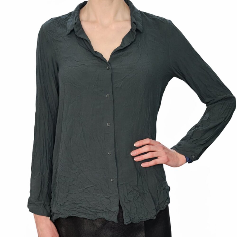 Zara TRF | Dark green button-up blouse